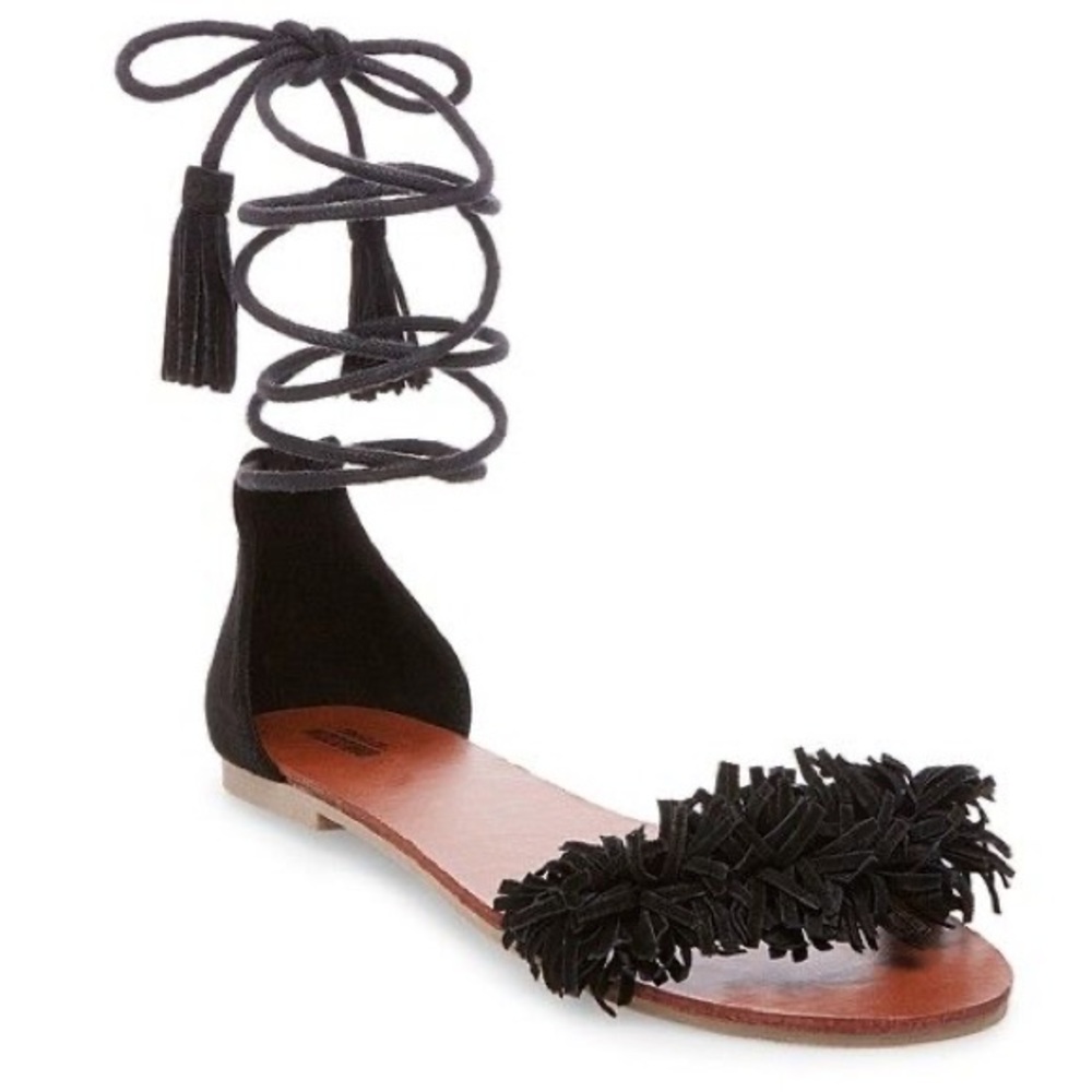 Mossimo Supply Co: Womens Tassel Fringe Ankle Strap Faux Suede Sandals - 9.5 NEW